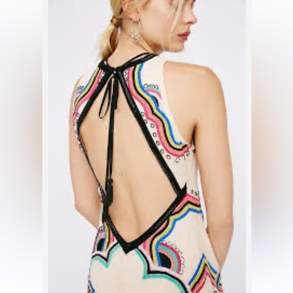 Free People Far Out Embroidered Midi Dress Small